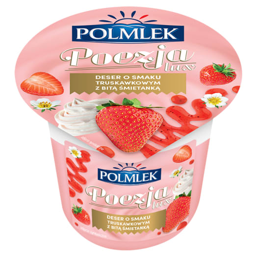 POLMLEK Poezja LUX Deser o smaku truskawkowym z bitą śmietanką