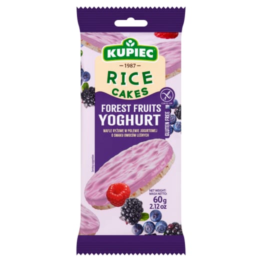 KUPIEC Wafle ryżowe w polewie jogurtowej o smaku owoce leśne