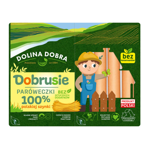 DOLINA DOBRA Parówki Dobrusie 100% mięsa bez konserwantów