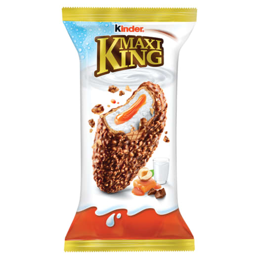 KINDER Maxi King Wafel z mlecznym i karmelowym nadzieniem pokryty czekoladą i orzechami