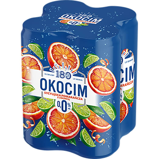 OKOCIM SYCYLIJSKA POMARAŃCZA z LIMONKĄ Piwo bezalkoholowe 4x500ml (puszka)